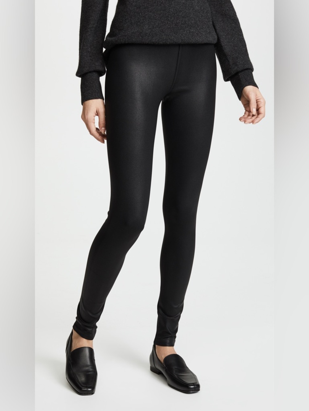 David Lerner The Classic Coated Leggings Sz Large Black